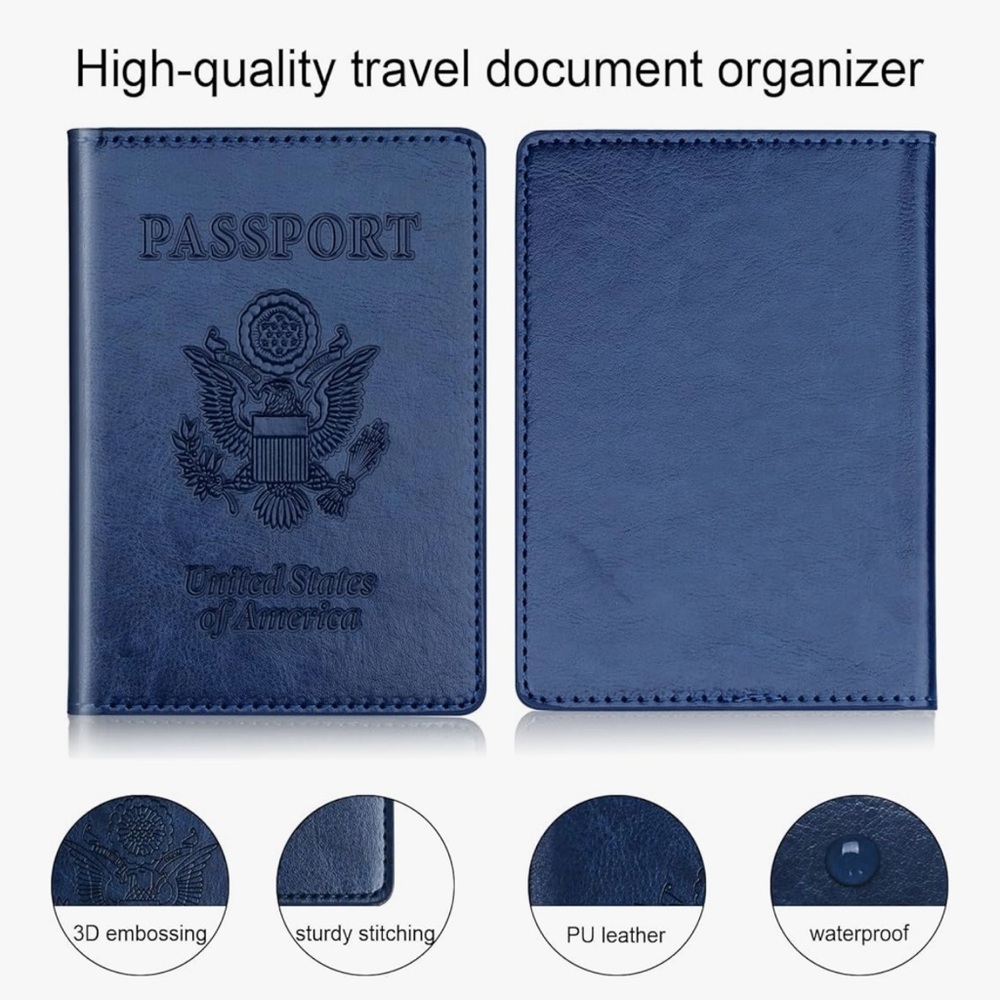 NWT blue Travel Passport Holder W/Rfid